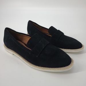 Caslon Leather Upper Black Suede Boat Style Loafer Shoes Size 8